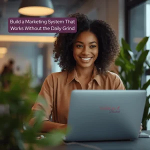 Calm, confident entrepreneur reviewing leads or emails with relaxed atmosphere