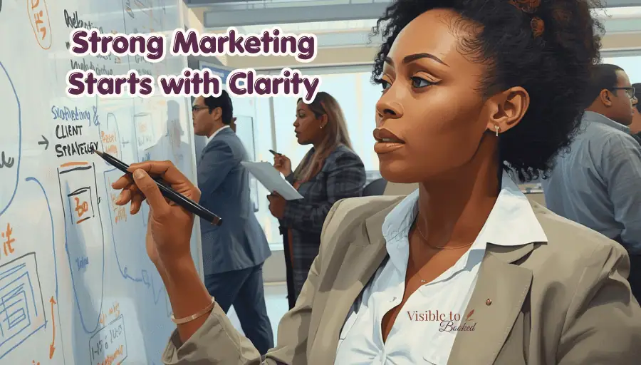 Woman brainstorming client strategy